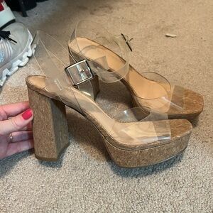 Clear Block Heel Sandals